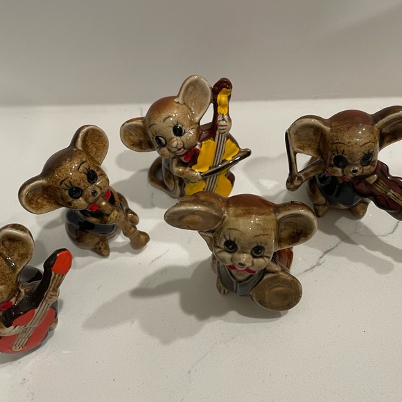Vintage porcelain mice band figurines instruments set music - Picture 9 of 9